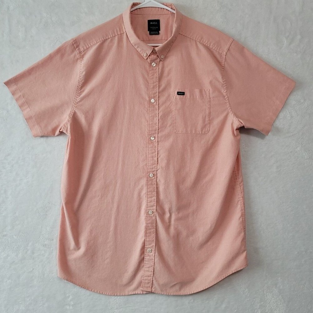 RCVA Men's XXL Tall Slim Fit Casual Button Down Short Sleeve Shirt Pink